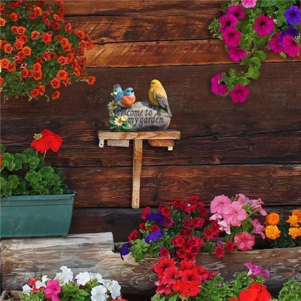 Bird Garden Decor, Welcome Sign Sculptures Statues for Yard Decorations